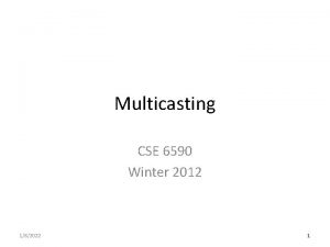 Multicasting CSE 6590 Winter 2012 182022 1 Internet