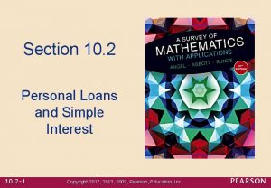 Section 10 2 Personal Loans and Simple Interest