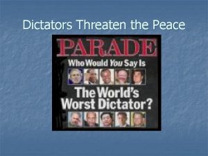Dictators Threaten the Peace Stalin USSR Hitler Germany