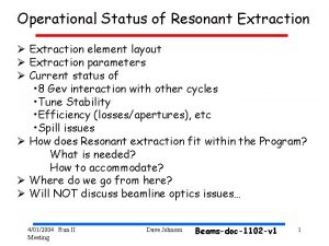 Operational Status of Resonant Extraction Extraction element layout