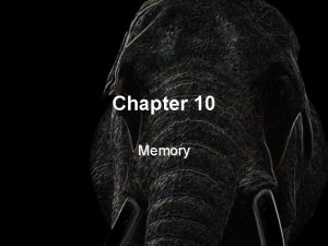 Chapter 10 Memory Memory Memory persistence of learning