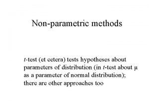Nonparametric methods ttest et cetera tests hypotheses about