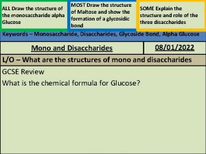 ALL Draw the structure of the monosaccharide alpha