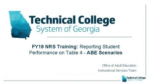 FY 19 NRS Training Reporting Student Performance on