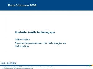 Foire Virtuose 2006 Une bote outils technologique Gilbert