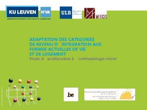 ADAPTATION DES CATEGORIES DE REVENU DINTEGRATION AUX FORMES