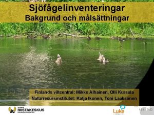 Sjfgelinventeringar Bakgrund och mlsttningar Finlands viltcentral Mikko Alhainen