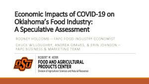 Economic Impacts of COVID19 on Oklahomas Food Industry