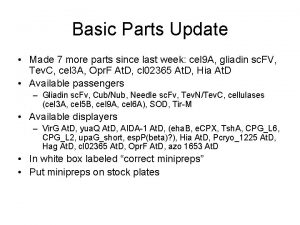 Basic Parts Update Made 7 more parts since