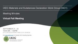 IAEG Materials and Substances Declaration Work Group WG