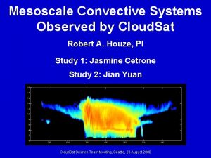 Mesoscale Convective Systems Observed by Cloud Sat Robert Mesoscale Convective Systems Observed by Cloud Sat Robert
