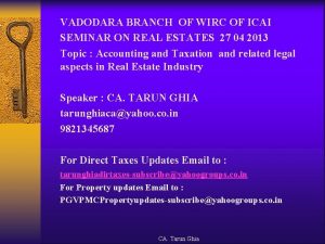 VADODARA BRANCH OF WIRC OF ICAI SEMINAR ON