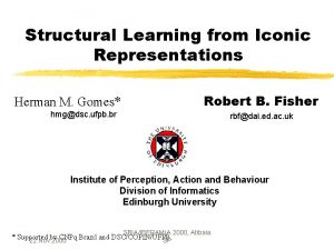 Structural Learning from Iconic Representations Robert B Fisher