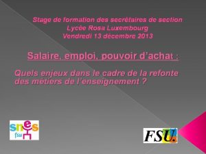 Stage de formation des secrtaires de section Lyce