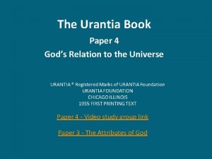 The Urantia Book Paper 4 Gods Relation to