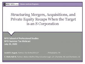 Finance and Law Programs Structuring Mergers Acquisitions and