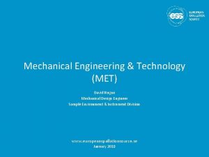 Mechanical Engineering Technology MET David Hugne Mechanical Design