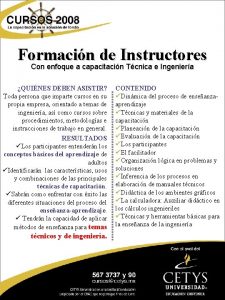 Formacin de Instructores Con enfoque a capacitacin Tcnica