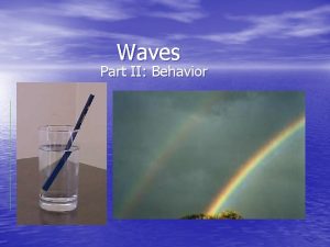 Waves Part II Behavior Standing Waves Standing waves