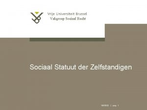 Vakgroep Sociaal Recht Sociaal Statuut der Zelfstandigen 192022