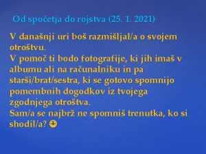 Od spoetja do rojstva 25 1 2021 V