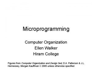 Microprogramming Computer Organization Ellen Walker Hiram College Figures