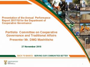 Presentation of the Annual Performance Report 201718 for