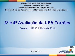 Governo do Estado de Pernambuco Secretaria Estadual de