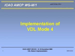ICAO AMCP WGM1 AMCP WGM 1 WP 27