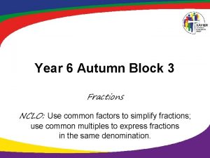Year 6 Autumn Block 3 Fractions NCLO Use
