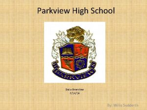 Parkview High School Data Overview 71416 By Willis