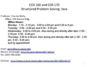 COS 160 and COS 170 Structured Problem Solving