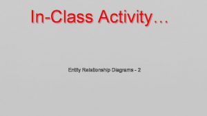 InClass Activity Entity Relationship Diagrams 2 Roadmap Week