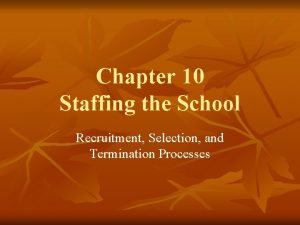Chapter 10 Staffing the School Recruitment Selection and