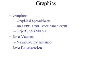 Graphics Graphics Graphical Spreadsheets Java Pixels and Coordinate