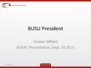 BUSU President Cooper Millard BUSAC Presentation Sept 24