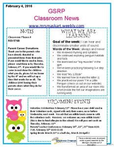 February 4 2016 GSRP Classroom News www mrsmaskart