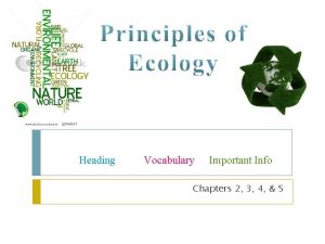 Heading Vocabulary Important Info Chapters 2 3 4