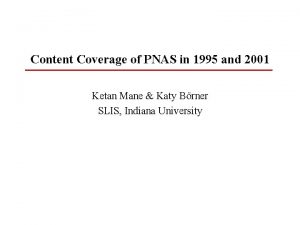 Content Coverage of PNAS in 1995 and 2001