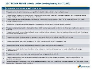 2017 PCMH PRIME criteria effective beginning 11172017 Criteria