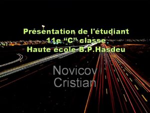 Prsentation de ltudiant 11 e C classe Haute