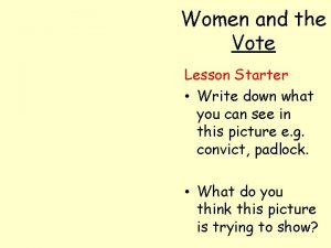 Women and the Vote Lesson Starter Write down