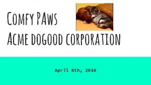 Comfy PAws Acme dogood corporation April 8 th