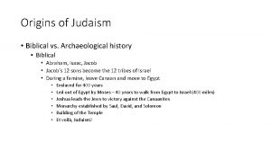 Origins of Judaism Biblical vs Archaeological history Biblical