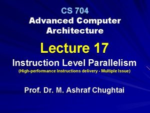 CS 704 Advanced Computer Architecture Lecture 17 Instruction