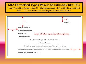 MLA Formatted Typed Papers Should Look Like This
