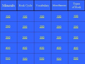 Minerals Rock Cycle Vocabulary Miscellaneous Types of Rock