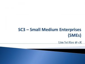 SC 3 Small Medium Enterprises SMEs Lim Sei