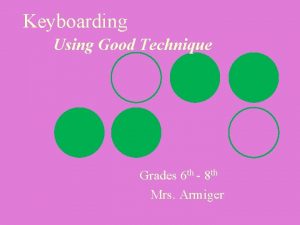 Keyboarding Using Good Technique Grades 6 th 8