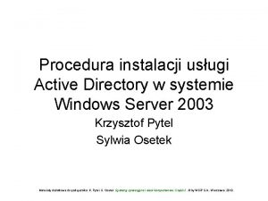 Procedura instalacji usugi Active Directory w systemie Windows